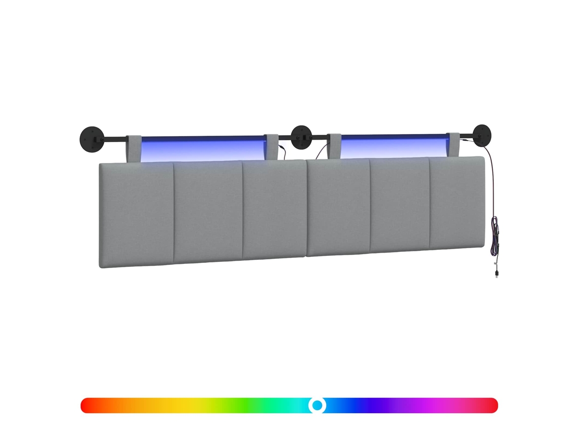 Conjunto 1 Cabeceira Suspensa Vidaxl Cinzento-claro Veludo (190 X 55 X 5 Cm)