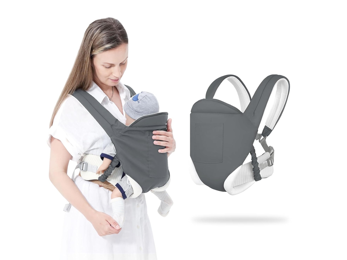 Porta-bebés ajustável e respirável com capacidade de carga de 25 kg, cinza Digitallab
