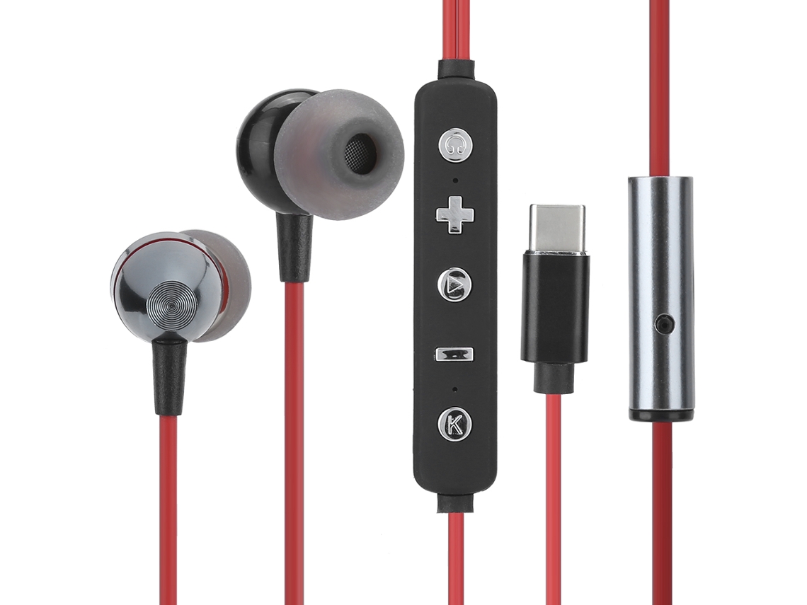 Fones de ouvido Brilvibera com placa de som totalmente digital, entrada USB-C, fones de ouvido intra-auriculares estéreo com fio.