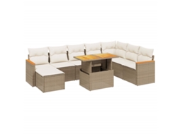 Conjunto de 9 Sofás para Jardim com Almofadões Vime Pe Bege MAISON EXCLUSIVE (90x200 cm)