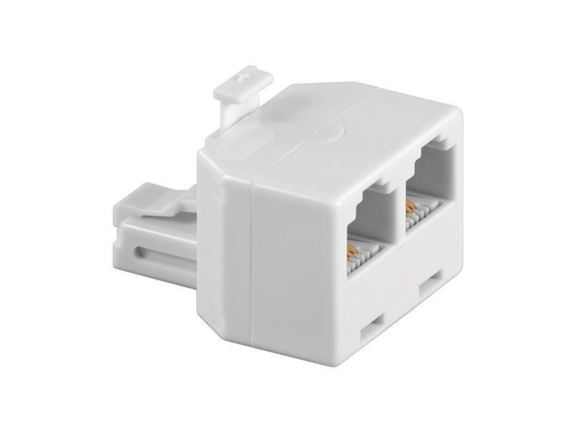 Adaptador T Rj11 4 Vias 1macho 2fêmeas Branco Goobay
