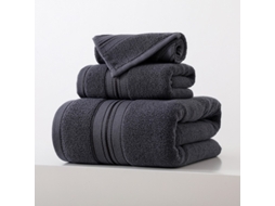 Conjunto De 3 Toalhas Em Puro Algodão Super Absorventes, De Secagem Rápida, Ideais Para Casas De Banho, Spas E Hotéis. Cinza Hexinyigjly