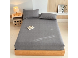 Lençol Elástico, 180*200cm, Tecido De Algodão Cru, Bolso Profundo De 30cm, Estilo Casa De Campo,para Meninas E Mulheres. Cinza Hexinyigjly