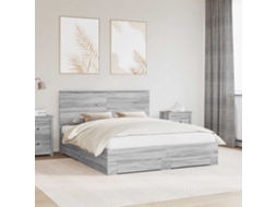 Vidaxl Estrutura Da Cama Com Gaveta Cinza Sonoma 160 X 200 Cm