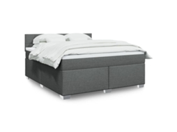 Vidaxl Cama Com Molas/colchão 180x200 Cm Tecido Cinzento-escuro