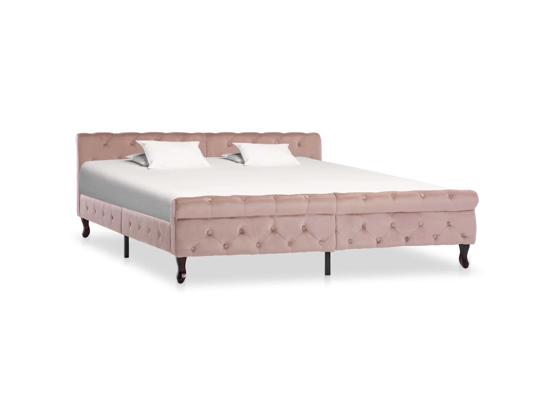 Bed Frame, Bed Frames Vidaxl Cor-de-rosa Veludo (180 X 200 Cm)