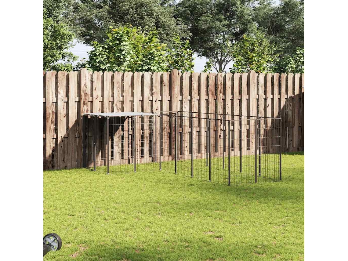 Vidaxl Canil 8,47 M² Aço Preto