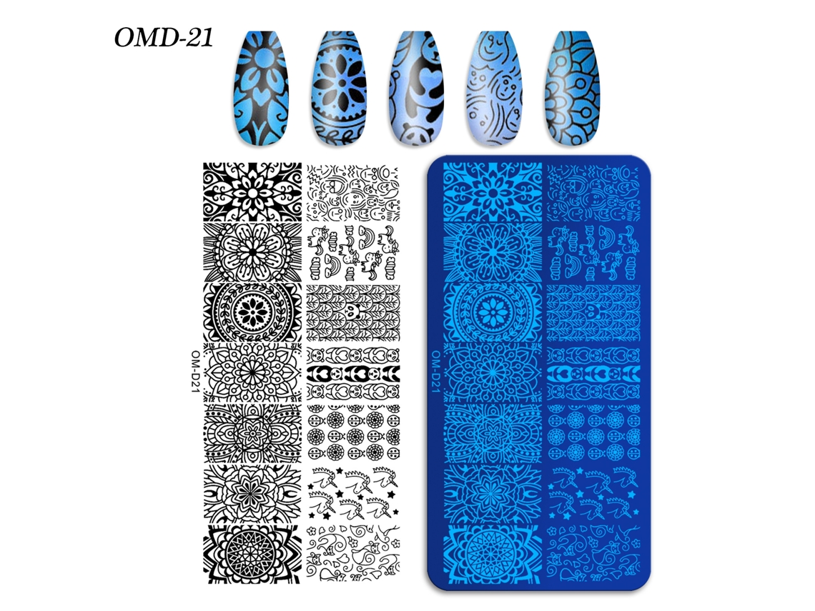 Placas De Transferência De Unhas, 3 Peças Retangularesom-d21