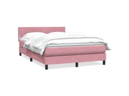 Vidaxl Cama Com Molas/colchão 160x220 Cm Veludo Rosa