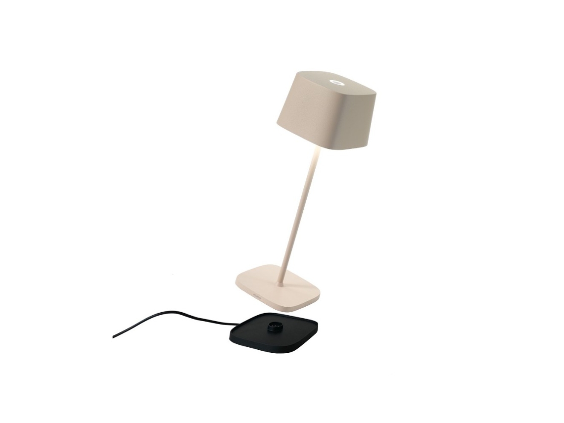 Luminária De Mesa Led Zafferano Ofelia Pro Sand Recarregável E Regulável 2200 2700 3000k 9h De Potência Máxima