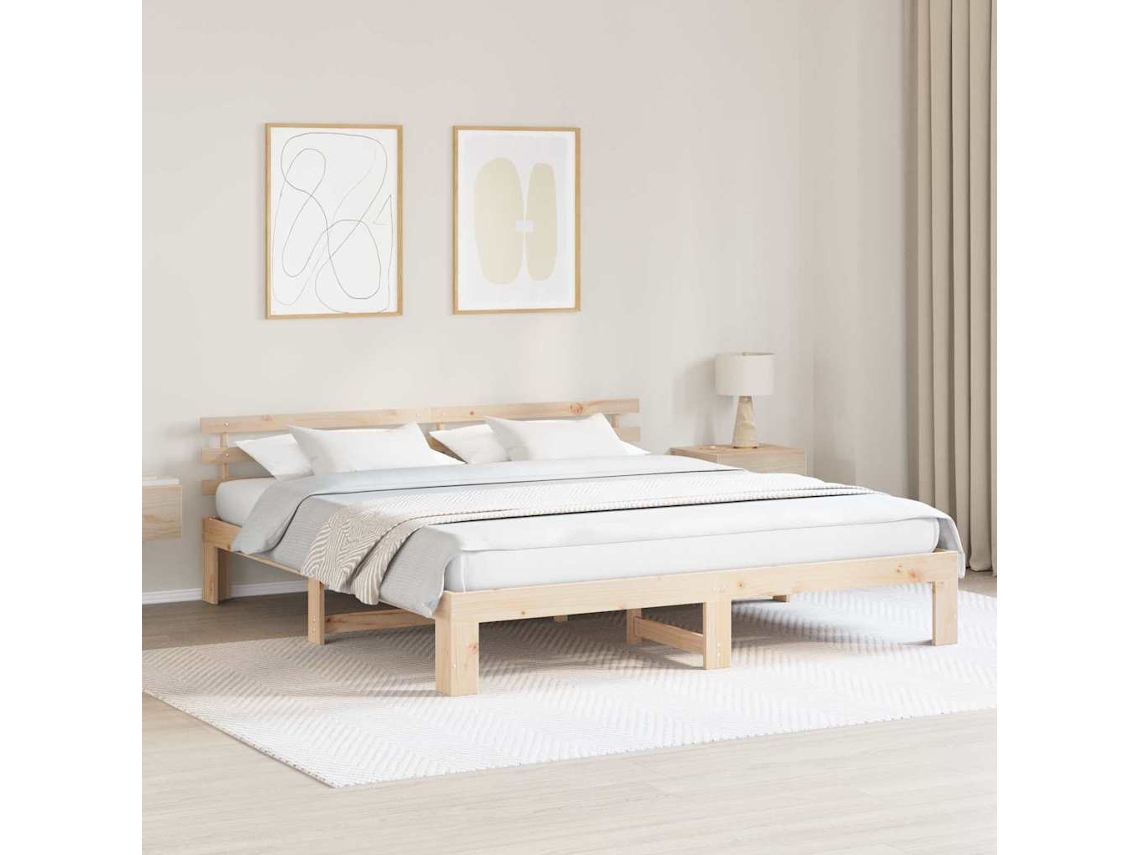 Vidaxl Estrutura Da Cama Com Cabeceira Natural 200 X 200 Cm