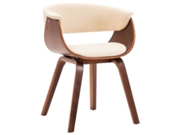 Vidaxl Cadeira De Jantar Madeira Curvada E Couro Artificial Cor Creme