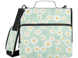 Pasta Organizadora Mint Daisy Buds com Alças e Cabeça, Fácil de Transportar, 3,8cm 1,5 Polegadas, 3 Anéis