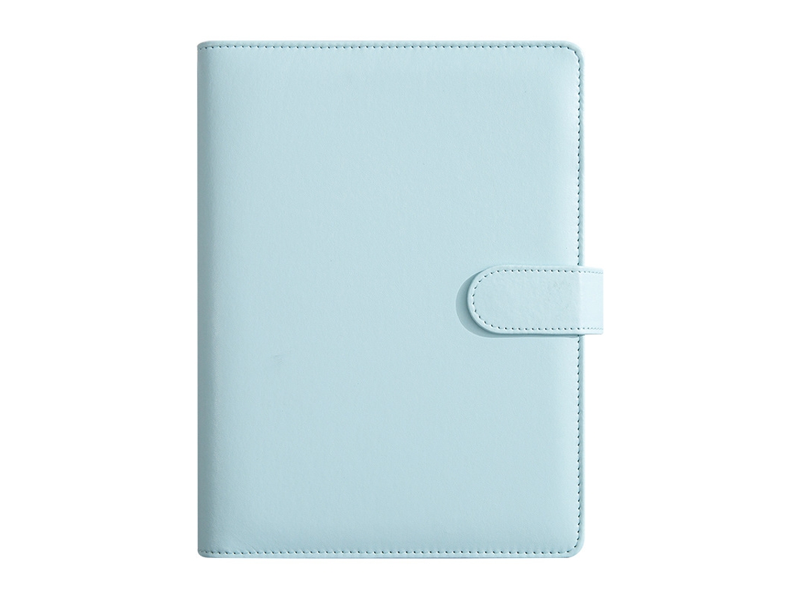 A5 6-ring Binder Budget Planner Notebook With Polka Dots, Macaron Style, Light Blue Cover