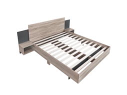Cama de casal moderna 160x200cm em madeira com 2 mesas de cabeceira, Carvalho Sonoma, cinza escuro, conjunto completo para quarto PAPRIKA