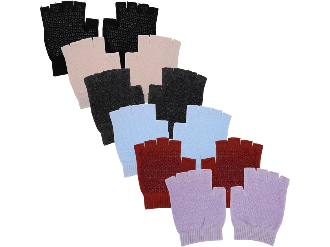Luvas De Ioga Partykindom, 6 Pares, Antiderrapantes, Sem Dedos, De Algodão Quente, Para Mulheres, Ideais Para Pilates E