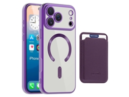 Capa Para Iphone 17 Pro Com Suporte Para Cartão Magsafe Em Tpu Pc - Roxa