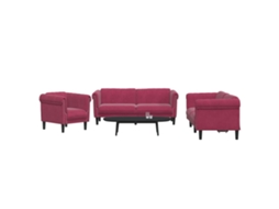 Vidaxl 3 Pcs Conjunto De Sofás Veludo Vermelho-tinto