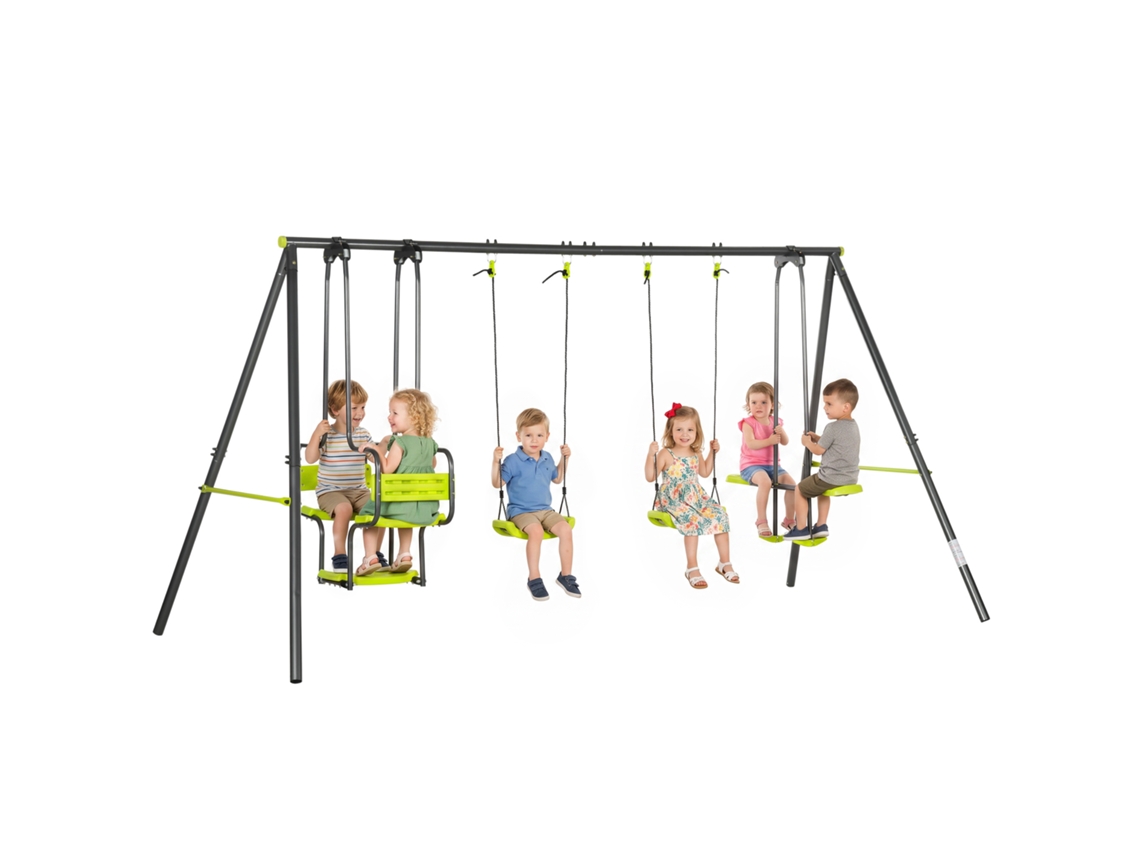 Conjunto De Balanço De 4 Peças Com Balanço - Dimensões 3,55 M (c) X 1,84 M (l) X 1,86 M (a), Metal Com Revestimento Epóxi Anticorrosivo, Pe, Cinza
