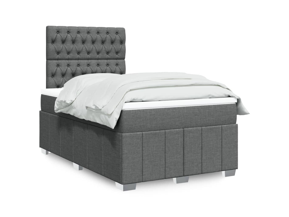 Vidaxl Cama Boxspring Com Colchão 120x190 Cm Tecido Cinzento-escuro