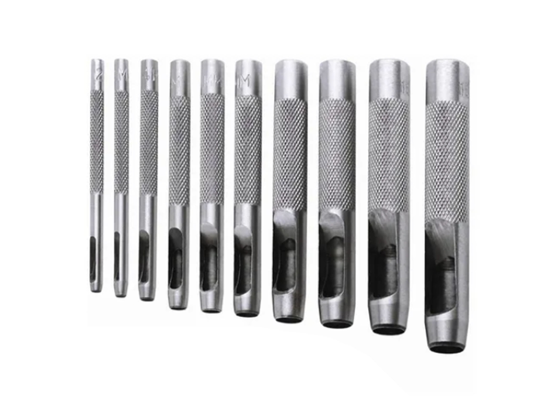 10pcs Set De Perforadoras De Cuero De Acero Carbónico De Alta Dureza Para Cuero Plástico Caucho