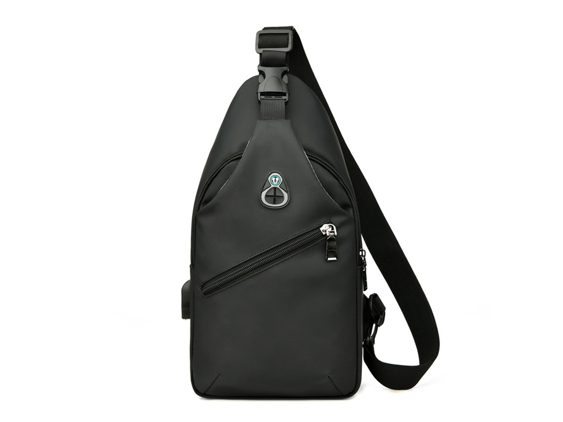 (preta) Bolsa Transversal Masculina Para O Peito, Resistente E Impermeável.