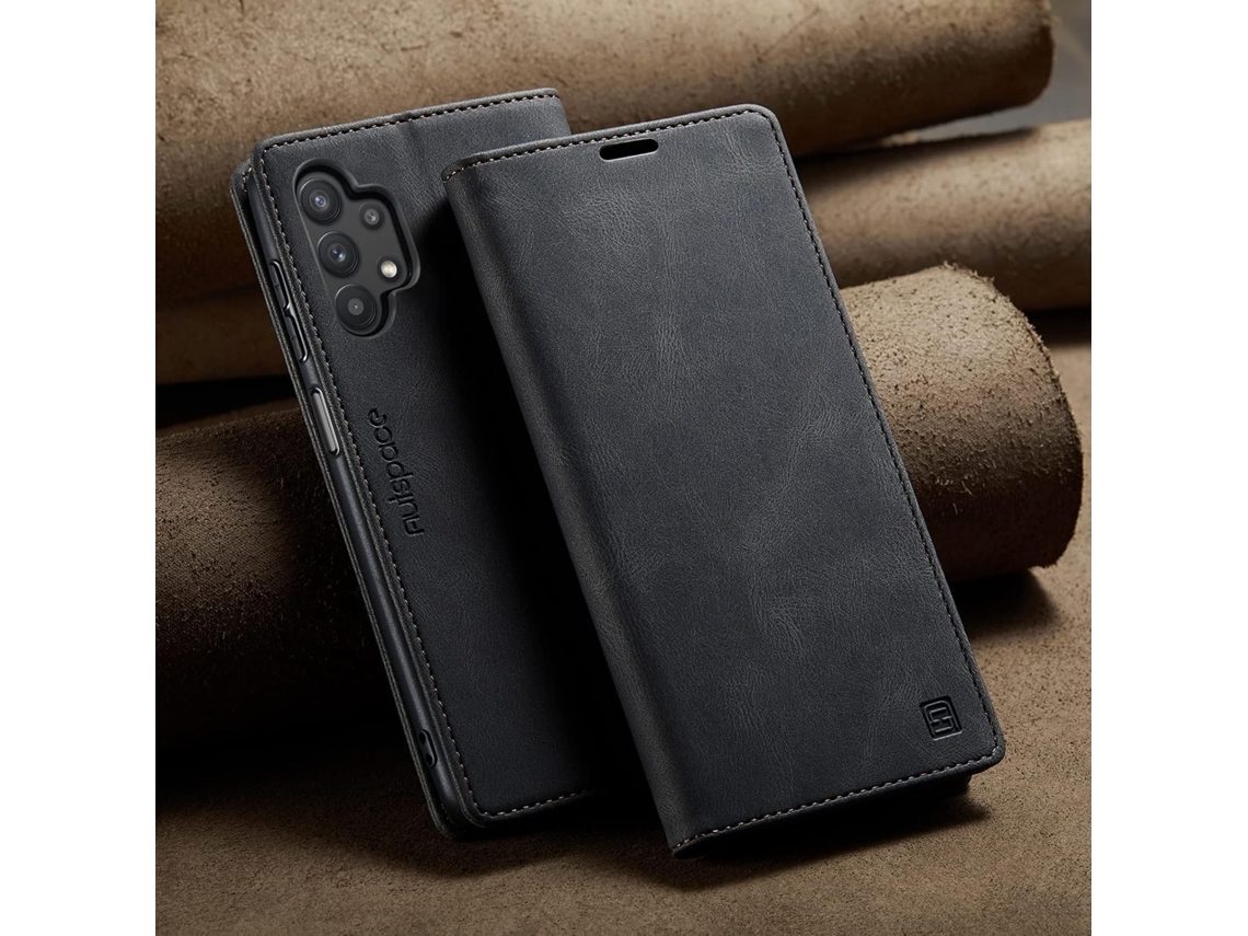 Suporte Calor Genuíno Aba para Samsung Galaxy A32 5G HONGWE. Magnética com Porta-Cartões