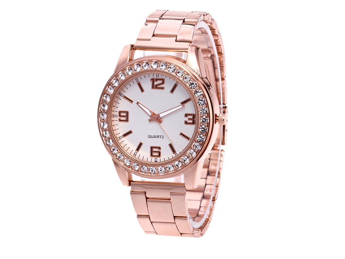 Relógio de quartzo unissex Zhoulianfa da moda com pulseira de aço (ouro rosa)