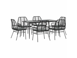 Garden Dining Set, Garden Dining Sets Vidaxl Preto Rattan / Vime (160 Cm Table Length)