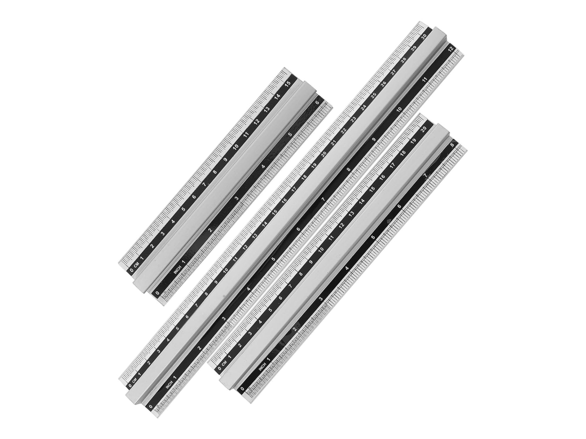 Conjunto De 3 Réguas De Desenho Em Alumínio Com Cabo Elevado Para Melhor Aderência.