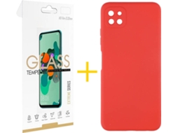 Capa e Película de Vidro Samsung Galaxy A22 5G SKYHE Silicone Líquido Vermelho