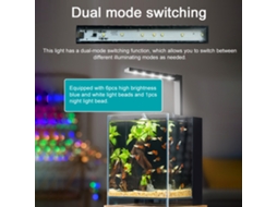 Lâmpada Led para Peixe Aquário de Mesa com 2 Modos Touch Luz Noturna Fixação com 3 Ventosas 5w Abs
