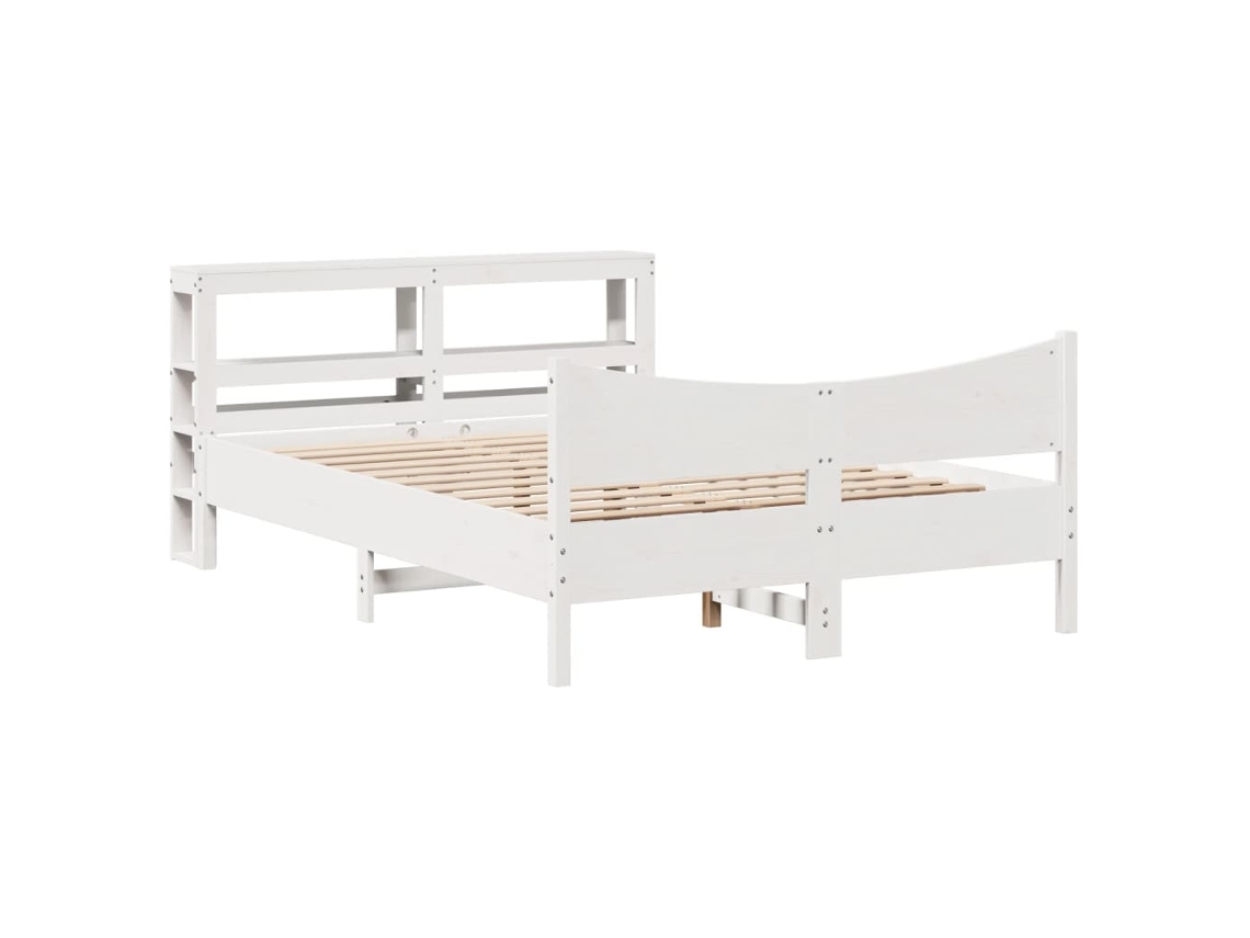 Estrutura de Cama com Cabeceira Pinho Maciço Branco 140x200 cm MAISON EXCLUSIVE