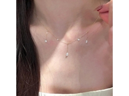 Colar Lágrimas de Sereia em Prata de Lei 925 com Pingente em Formato de Gota e Zircônias , Estilo Simples e Moderno MDUG (ouro Branco)
