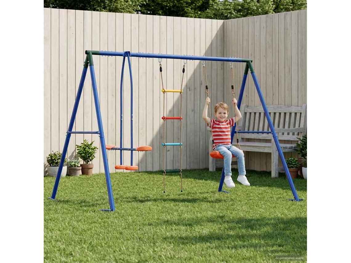 Vidaxl Conjunto De Balanço Para Exterior Multicolor Aço E Pe
