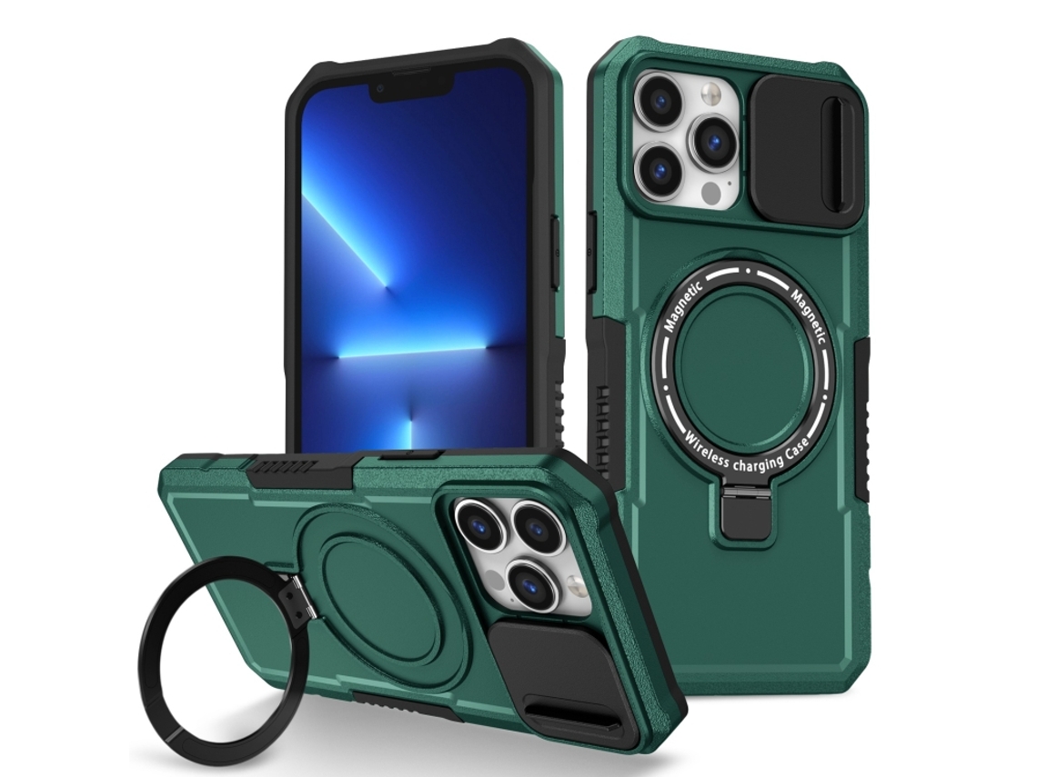 Capa Zruxe Compativel Com Iphone 13 Pro Max (sliding Camshield - Magsafe - Tpu Hybrid Pc - Verde Escuro)