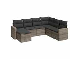 Conjunto de 7 Sofás para Jardim com Almofadões Vime Pe Cinzento MAISON EXCLUSIVE (7 pcs)