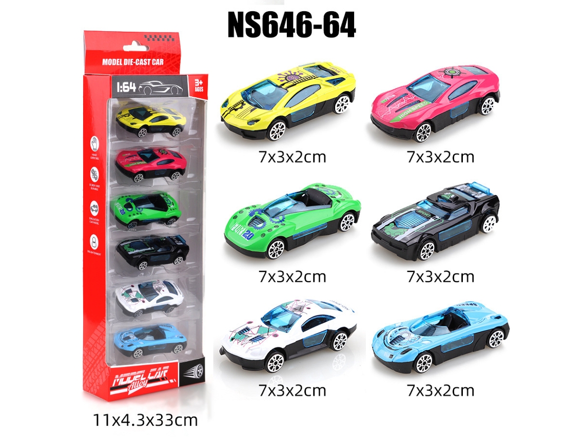 (6 Carros) Miniaturas De Carros Deslizantes Em Escala 1/64, Brinquedos Infantis