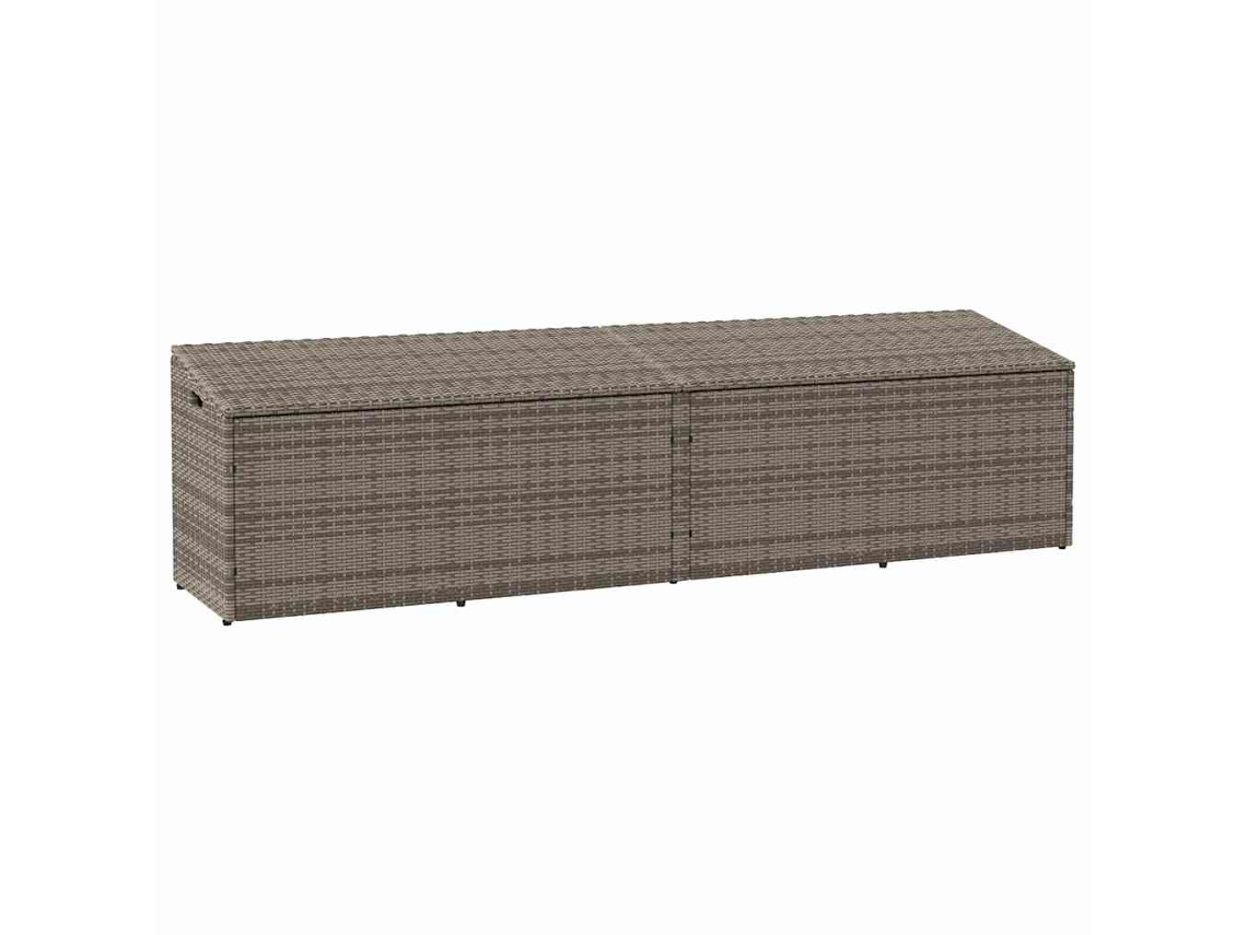 Vidaxl Caixa De Arrumação Para Jardim 220x50x58 Cm Vime Pe Cinzento