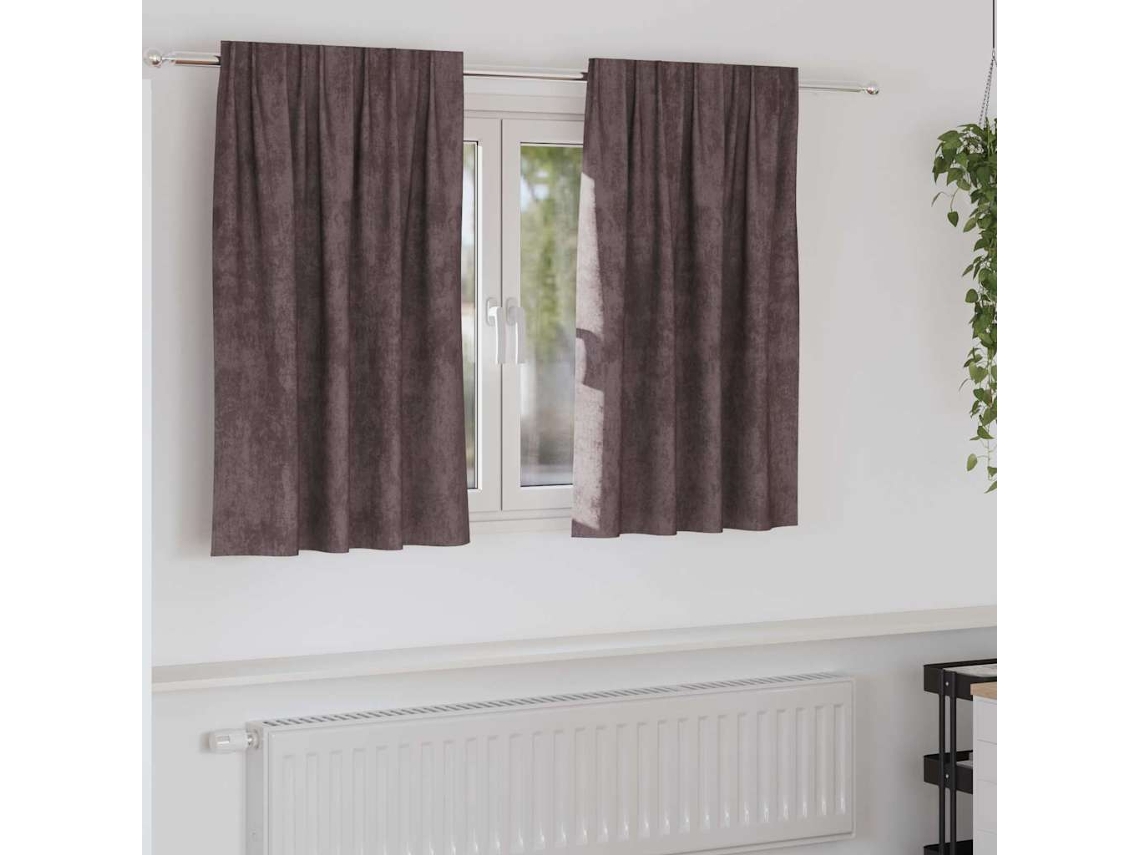 Vidaxl Cortinas De Veludo 2 Unid. Castanho 140 X 140 Cm Veludo