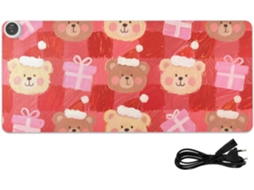 Mouse Pad Aquecido de Poliuretano com Estampa Urso Marrom, Feliz Natal 80 X 33 Cm