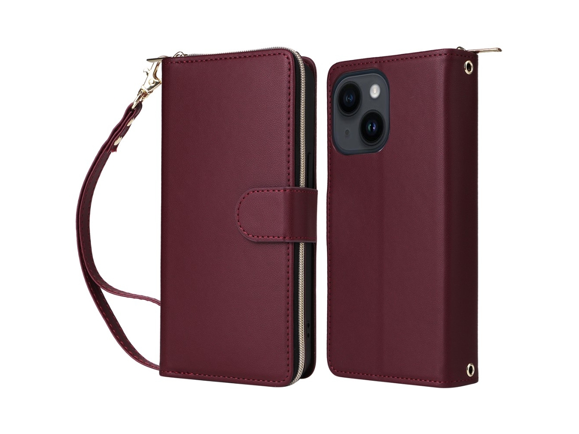 Capa Para Iphone 14/13 Pele Sintética Vermelho