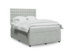 Vidaxl Cama Com Molas/colchão 140x190 Cm Veludo Cinzento-claro