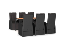 Garden Dining Set, Garden Dining Sets Vidaxl Preto Rattan / Vime (150 X 90 X 75 Cm)