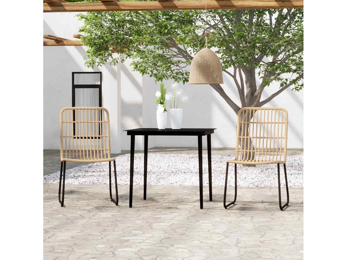 Vidaxl 3 Pcs Conjunto De Jantar Para Jardim Cor De Carvalho