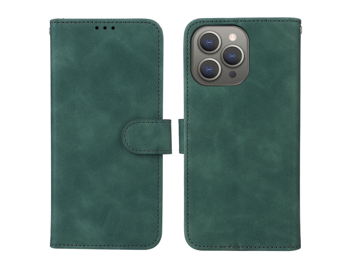 Capa Para Iphone 15 Pro Pele Sintética Verde