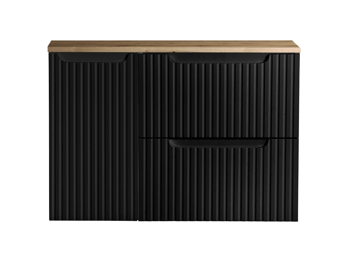 Móvel de casa de banho para lavatório Newport com 2 gavetas MDF 80x60x40 cm - Carvalho/Preto