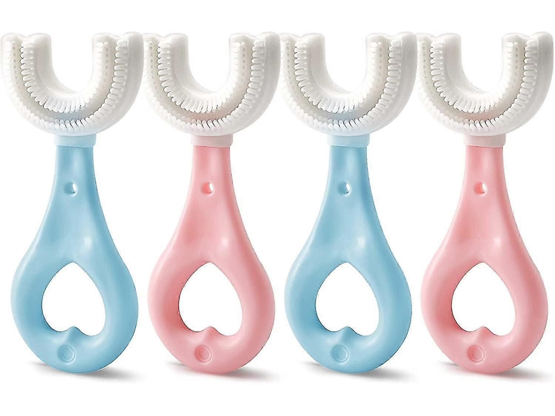 Conjunto de 4 Escovas Dentes em Formato U Escova Treinamento para Bebês e Crianças Pequenas GOKOCO