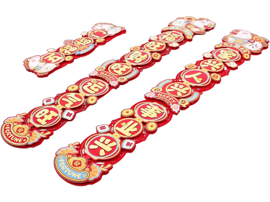 Conjunto 3 Adesivos Parede Papel Dísticos Chineses Lunar 2026 Decoração Festiva Versátil Janelas Portas GOKOCO
