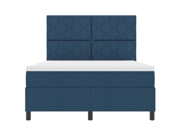 Vidaxl Cama Box Com Fitas Led Com Cabeceira Azul 140 X 200 Cm Tecido